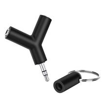 Load image into Gallery viewer, Mini Y Shaped 3.5mm Male to Double 3.5mm Female Jack Audio Headset Adapter Connector Keychain