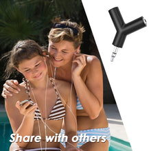 Load image into Gallery viewer, Mini Y Shaped 3.5mm Male to Double 3.5mm Female Jack Audio Headset Adapter Connector Keychain