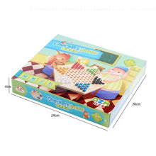 Load image into Gallery viewer, Traditional Hexagon Wooden Children Puzzle Checkers Family Game Set