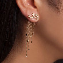 Load image into Gallery viewer, Women Fashion Star Streamlined Tassel Long Crystal Earrings, Gold, Silver