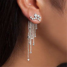 Load image into Gallery viewer, Women Fashion Star Streamlined Tassel Long Crystal Earrings, Gold, Silver