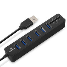 Load image into Gallery viewer, Multi USB 2.0 Hub USB Splitter High Speed 6 Ports with TF SD Card Reader