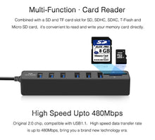 Load image into Gallery viewer, Multi USB 2.0 Hub USB Splitter High Speed 6 Ports with TF SD Card Reader