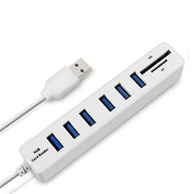 Load image into Gallery viewer, Multi USB 2.0 Hub USB Splitter High Speed 6 Ports with TF SD Card Reader