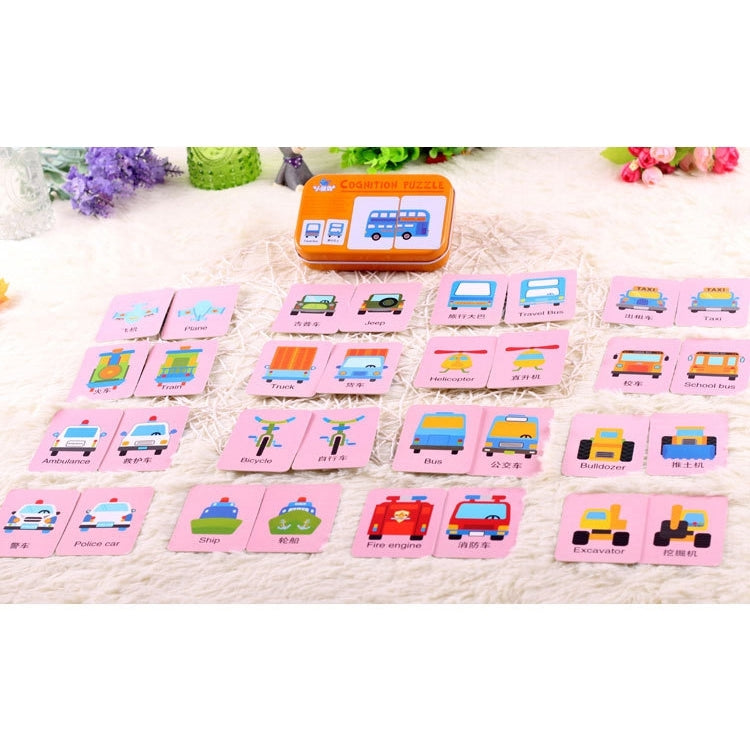 Graph Match Game Early Educational Montessori Toys Puzzle Card Cartoon Vehicle Animal Fruit Pair Matching Game