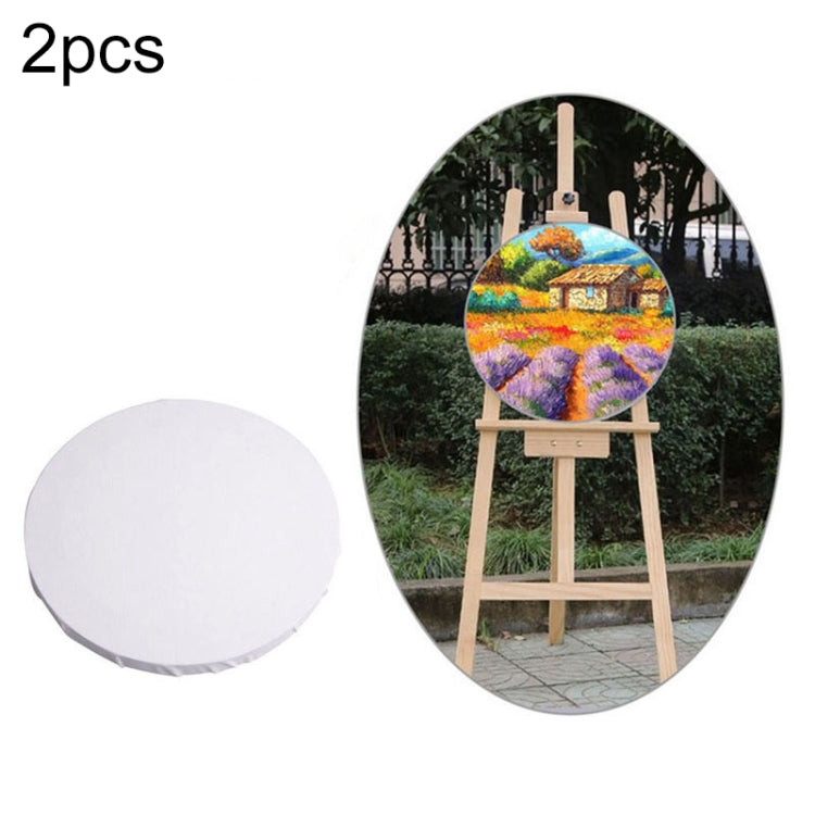 White Panel Round Canvas Board Wooden Frame Painting, 40cm, 20cm