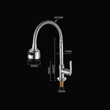 Load image into Gallery viewer, Kitchen Faucet Anti-splash Head Wash Basin Sink Universal Rotatable Faucet Full Copper Joint, Cold Water, Cold Water+50 cm Tube, Cold Water+60 cm Tube, Cold Water+80 cm Tube, Hot &amp; Cold Water, Hot &amp; Cold Water+60 cm Tube, 304 Cold Water                ...