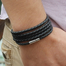 Load image into Gallery viewer, Couple Leather Bracelet Men Charm Vintage Black Bracelet, Black, Black Coffee, Black White, Coffee, Orange, Purple, White, Yellow