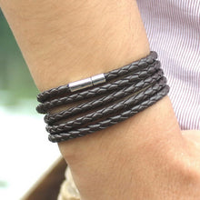Load image into Gallery viewer, Couple Leather Bracelet Men Charm Vintage Black Bracelet, Black, Black Coffee, Black White, Coffee, Orange, Purple, White, Yellow