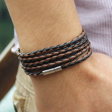 Load image into Gallery viewer, Couple Leather Bracelet Men Charm Vintage Black Bracelet, Black, Black Coffee, Black White, Coffee, Orange, Purple, White, Yellow