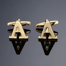 Load image into Gallery viewer, 1 pair gold letters A-Z name Cufflinks men French shirt Cufflinks
