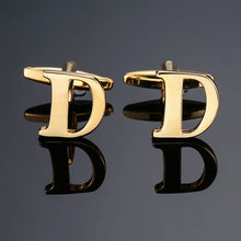 Load image into Gallery viewer, 1 pair gold letters A-Z name Cufflinks men French shirt Cufflinks