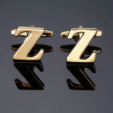 Load image into Gallery viewer, 1 pair gold letters A-Z name Cufflinks men French shirt Cufflinks