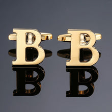 Load image into Gallery viewer, 1 pair gold letters A-Z name Cufflinks men French shirt Cufflinks