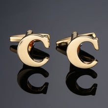 Load image into Gallery viewer, 1 pair gold letters A-Z name Cufflinks men French shirt Cufflinks