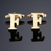 Load image into Gallery viewer, 1 pair gold letters A-Z name Cufflinks men French shirt Cufflinks