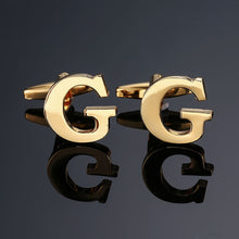 Load image into Gallery viewer, 1 pair gold letters A-Z name Cufflinks men French shirt Cufflinks