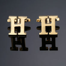 Load image into Gallery viewer, 1 pair gold letters A-Z name Cufflinks men French shirt Cufflinks