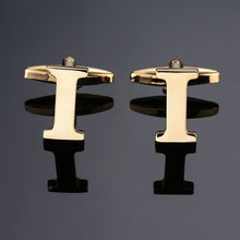 Load image into Gallery viewer, 1 pair gold letters A-Z name Cufflinks men French shirt Cufflinks