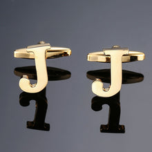 Load image into Gallery viewer, 1 pair gold letters A-Z name Cufflinks men French shirt Cufflinks