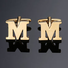 Load image into Gallery viewer, 1 pair gold letters A-Z name Cufflinks men French shirt Cufflinks