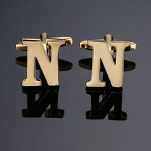 Load image into Gallery viewer, 1 pair gold letters A-Z name Cufflinks men French shirt Cufflinks