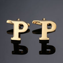 Load image into Gallery viewer, 1 pair gold letters A-Z name Cufflinks men French shirt Cufflinks