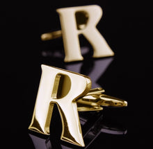 Load image into Gallery viewer, 1 pair gold letters A-Z name Cufflinks men French shirt Cufflinks