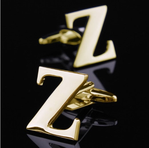 1 pair gold letters A-Z name Cufflinks men French shirt Cufflinks