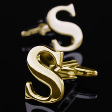 Load image into Gallery viewer, 1 pair gold letters A-Z name Cufflinks men French shirt Cufflinks
