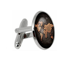 Load image into Gallery viewer, 2 PCS World Map Pattern Cufflinks Antique Retro Bronze Cufflinks, Silver, Bronze, Black