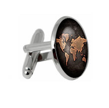 Load image into Gallery viewer, 2 PCS World Map Pattern Cufflinks Antique Retro Bronze Cufflinks, Silver, Bronze, Black