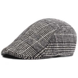 Thick Warm British Style Lattice Woolen Cap