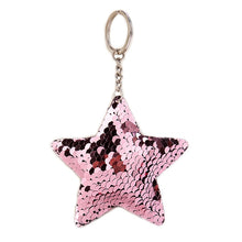 Load image into Gallery viewer, 2 PCS Cute Chaveiro Star Keychain Glitter Pompom Sequins Key Chain Gifts for Women Llaveros Mujer Car Bag Accessories Key Ring, Star Shape(Pink), Star Shape(Green), Star Shape(Magenta), Star Shape(Colorful)