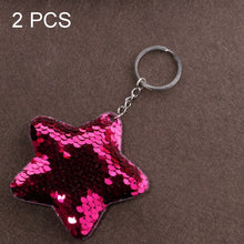 Load image into Gallery viewer, 2 PCS Cute Chaveiro Star Keychain Glitter Pompom Sequins Key Chain Gifts for Women Llaveros Mujer Car Bag Accessories Key Ring, Star Shape(Pink), Star Shape(Green), Star Shape(Magenta), Star Shape(Colorful)