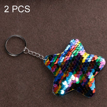 Load image into Gallery viewer, 2 PCS Cute Chaveiro Star Keychain Glitter Pompom Sequins Key Chain Gifts for Women Llaveros Mujer Car Bag Accessories Key Ring, Star Shape(Pink), Star Shape(Green), Star Shape(Magenta), Star Shape(Colorful)
