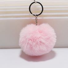 Load image into Gallery viewer, Simple Key Chain Fur Ball Pompon Keychain Pompom Artificial Rabbit Fur Animal Keychains for Woman Car Bag Key Rings