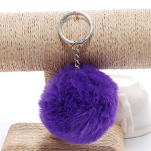Load image into Gallery viewer, Simple Key Chain Fur Ball Pompon Keychain Pompom Artificial Rabbit Fur Animal Keychains for Woman Car Bag Key Rings