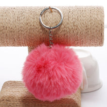 Load image into Gallery viewer, Simple Key Chain Fur Ball Pompon Keychain Pompom Artificial Rabbit Fur Animal Keychains for Woman Car Bag Key Rings