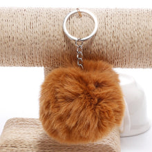 Load image into Gallery viewer, Simple Key Chain Fur Ball Pompon Keychain Pompom Artificial Rabbit Fur Animal Keychains for Woman Car Bag Key Rings