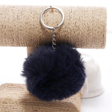 Load image into Gallery viewer, Simple Key Chain Fur Ball Pompon Keychain Pompom Artificial Rabbit Fur Animal Keychains for Woman Car Bag Key Rings