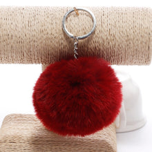 Load image into Gallery viewer, Simple Key Chain Fur Ball Pompon Keychain Pompom Artificial Rabbit Fur Animal Keychains for Woman Car Bag Key Rings