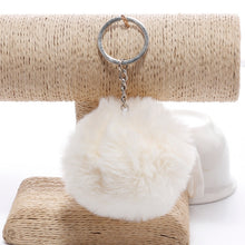 Load image into Gallery viewer, Simple Key Chain Fur Ball Pompon Keychain Pompom Artificial Rabbit Fur Animal Keychains for Woman Car Bag Key Rings