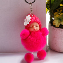 Load image into Gallery viewer, Sleeping Baby Doll Ball Key Chain Car Keyring Holder Bag Pendant Charm Keychain