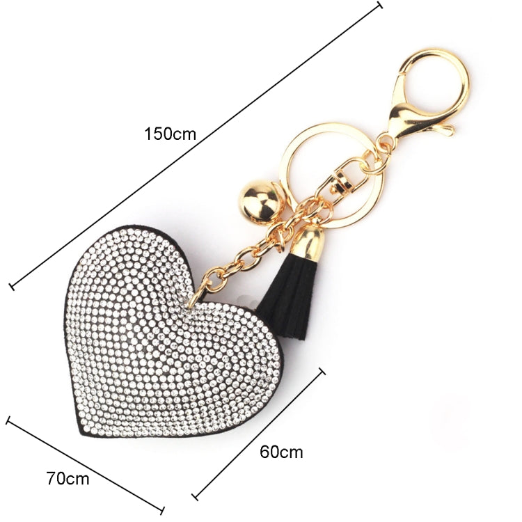 Heart Keychain Leather Tassel Gold Key Holder Metal Crystal Key Chain Keyring Charm Bag Auto Pendant Gift, purple, green, dark blue, lake blue, silver white, watermelon red, light blue, orange, black white, magenta, black gray, yellow, light red, red  ...
