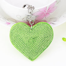 Load image into Gallery viewer, Heart Keychain Leather Tassel Gold Key Holder Metal Crystal Key Chain Keyring Charm Bag Auto Pendant Gift, purple, green, dark blue, lake blue, silver white, watermelon red, light blue, orange, black white, magenta, black gray, yellow, light red, red  ...