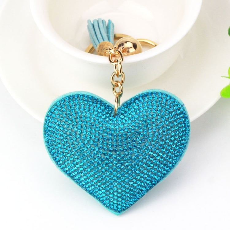 Heart Keychain Leather Tassel Gold Key Holder Metal Crystal Key Chain Keyring Charm Bag Auto Pendant Gift, purple, green, dark blue, lake blue, silver white, watermelon red, light blue, orange, black white, magenta, black gray, yellow, light red, red  ...