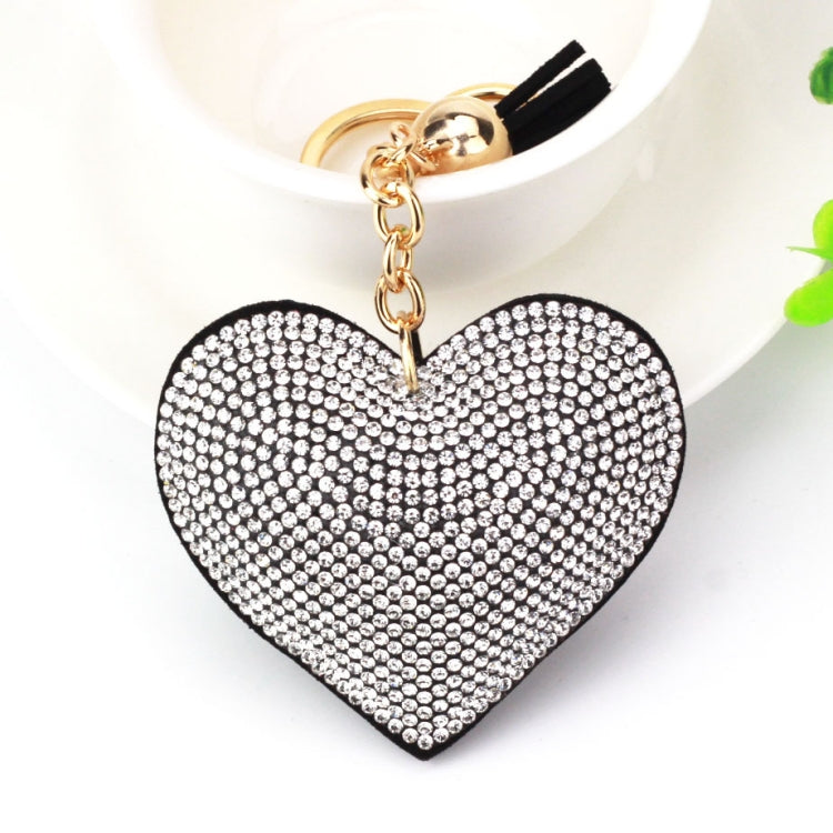 Heart Keychain Leather Tassel Gold Key Holder Metal Crystal Key Chain Keyring Charm Bag Auto Pendant Gift, purple, green, dark blue, lake blue, silver white, watermelon red, light blue, orange, black white, magenta, black gray, yellow, light red, red  ...