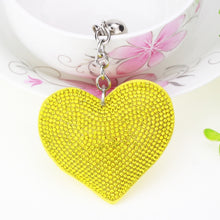Load image into Gallery viewer, Heart Keychain Leather Tassel Gold Key Holder Metal Crystal Key Chain Keyring Charm Bag Auto Pendant Gift, purple, green, dark blue, lake blue, silver white, watermelon red, light blue, orange, black white, magenta, black gray, yellow, light red, red  ...