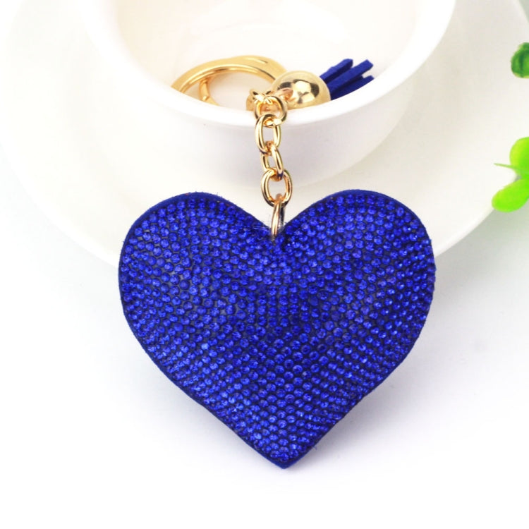 Heart Keychain Leather Tassel Gold Key Holder Metal Crystal Key Chain Keyring Charm Bag Auto Pendant Gift, purple, green, dark blue, lake blue, silver white, watermelon red, light blue, orange, black white, magenta, black gray, yellow, light red, red  ...